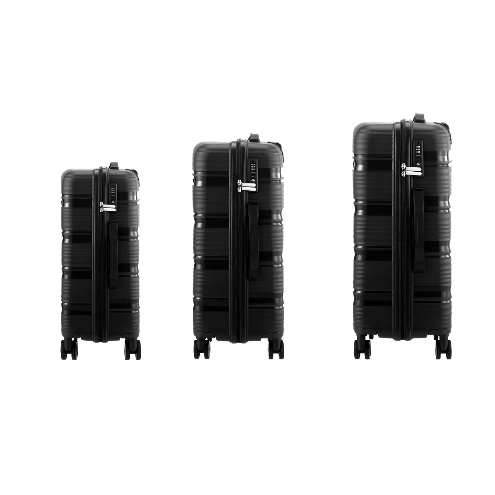 Mazam 3PCS Luggage Suitcase Trolley Set Travel PP Case TSA Lock Storage Black