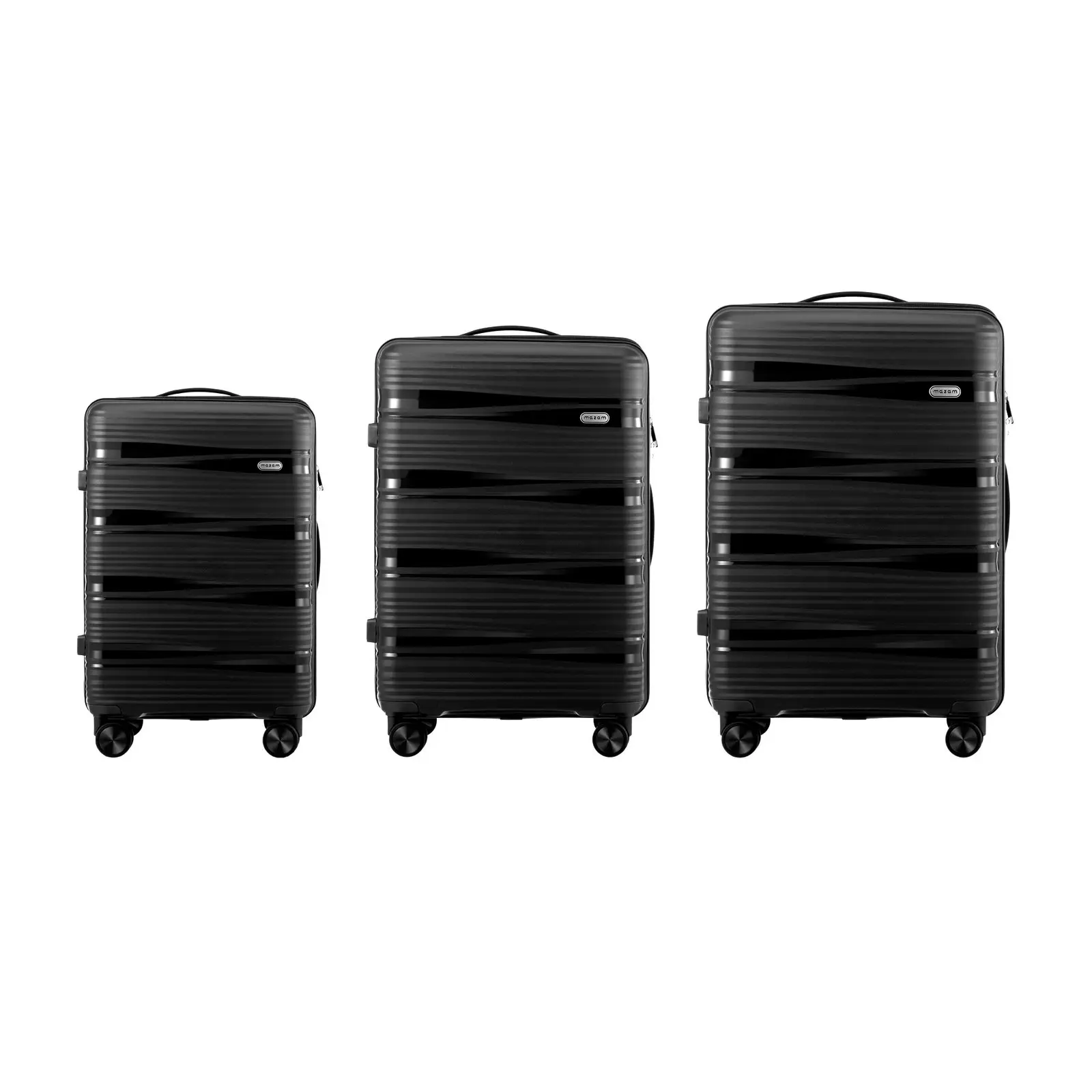 Mazam 3PCS Luggage Suitcase Trolley Set Travel PP Case TSA Lock Storage Black