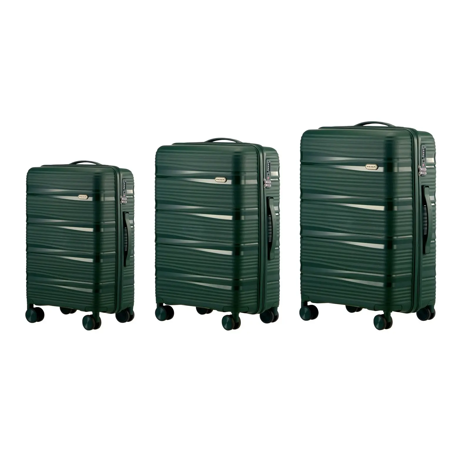 Mazam 3PCS Luggage Suitcase Trolley Set Travel PP Case TSA Lock Storage Green