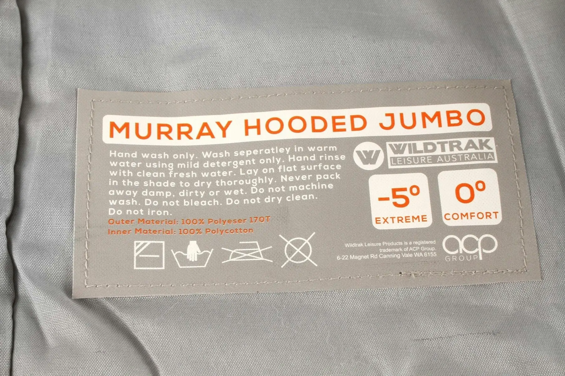 MURRAY HOODED JUMBO SLEEPING BAG | 0 TO -5c