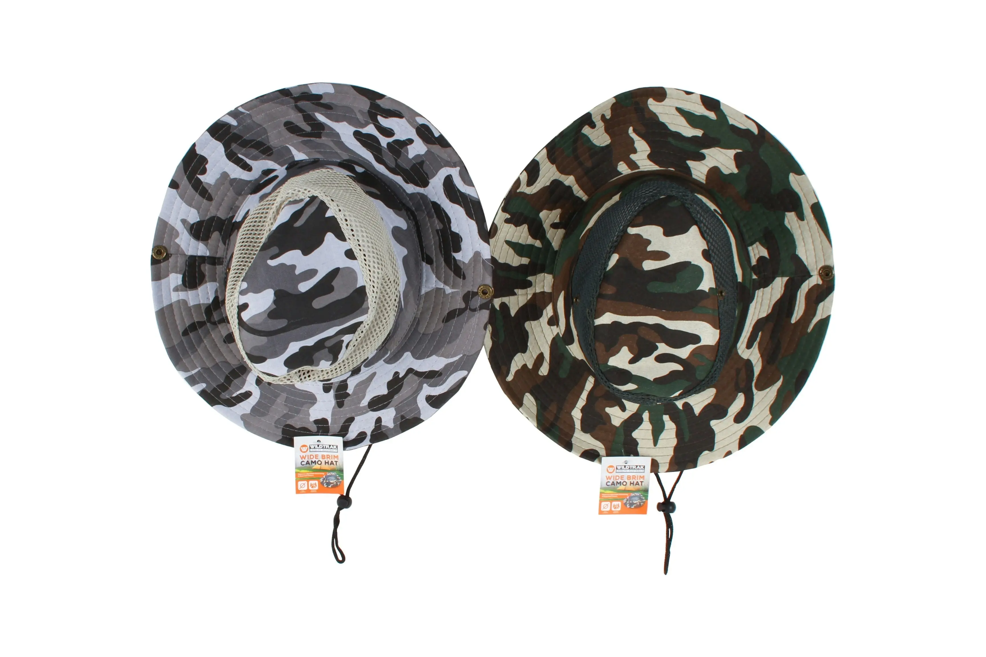 Wide Brim Camo Hat With Neck Cord