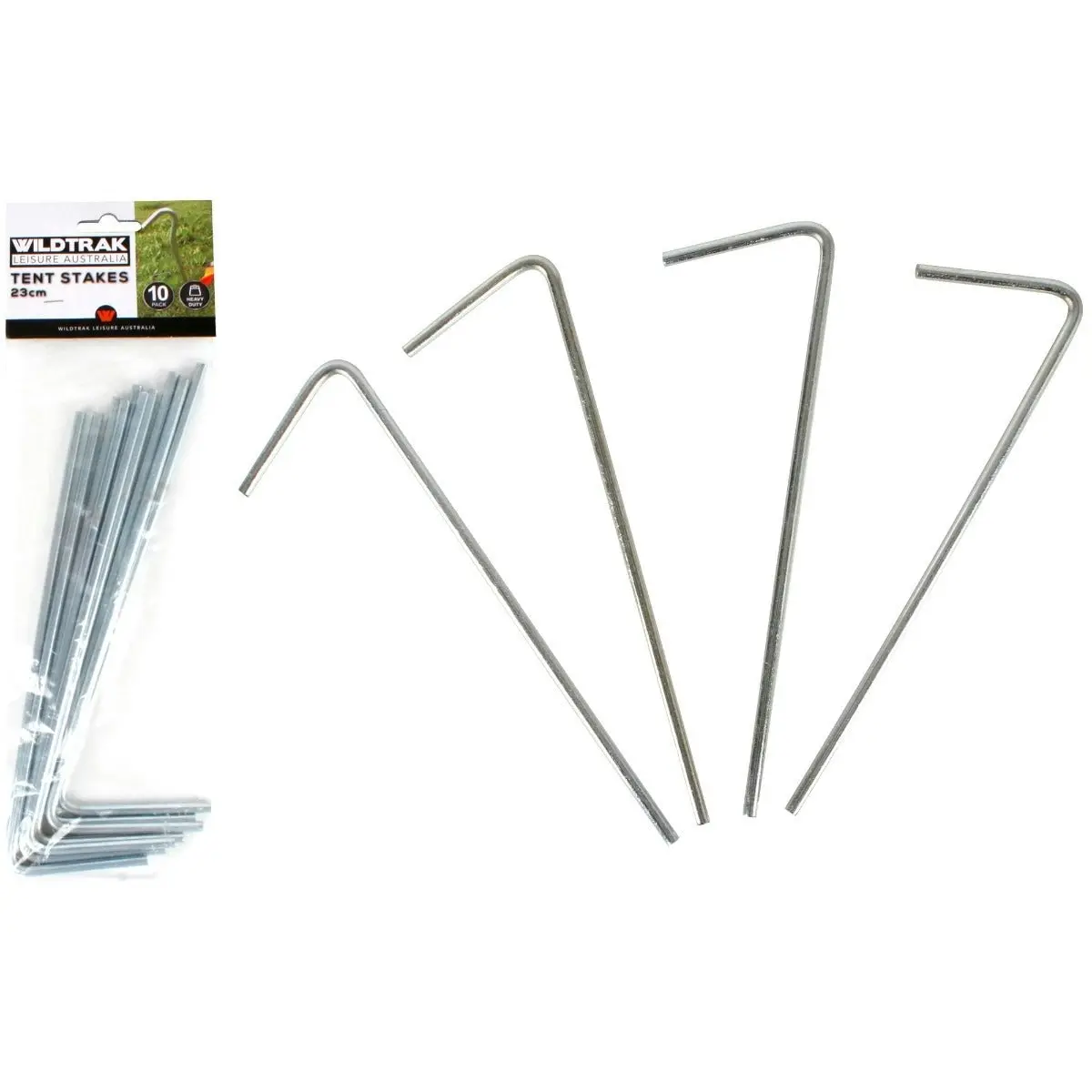 10 Pack 23cm Steel Tent Pegs