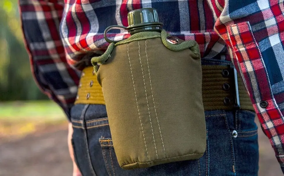 1qt Canteen With Cover   Army Green