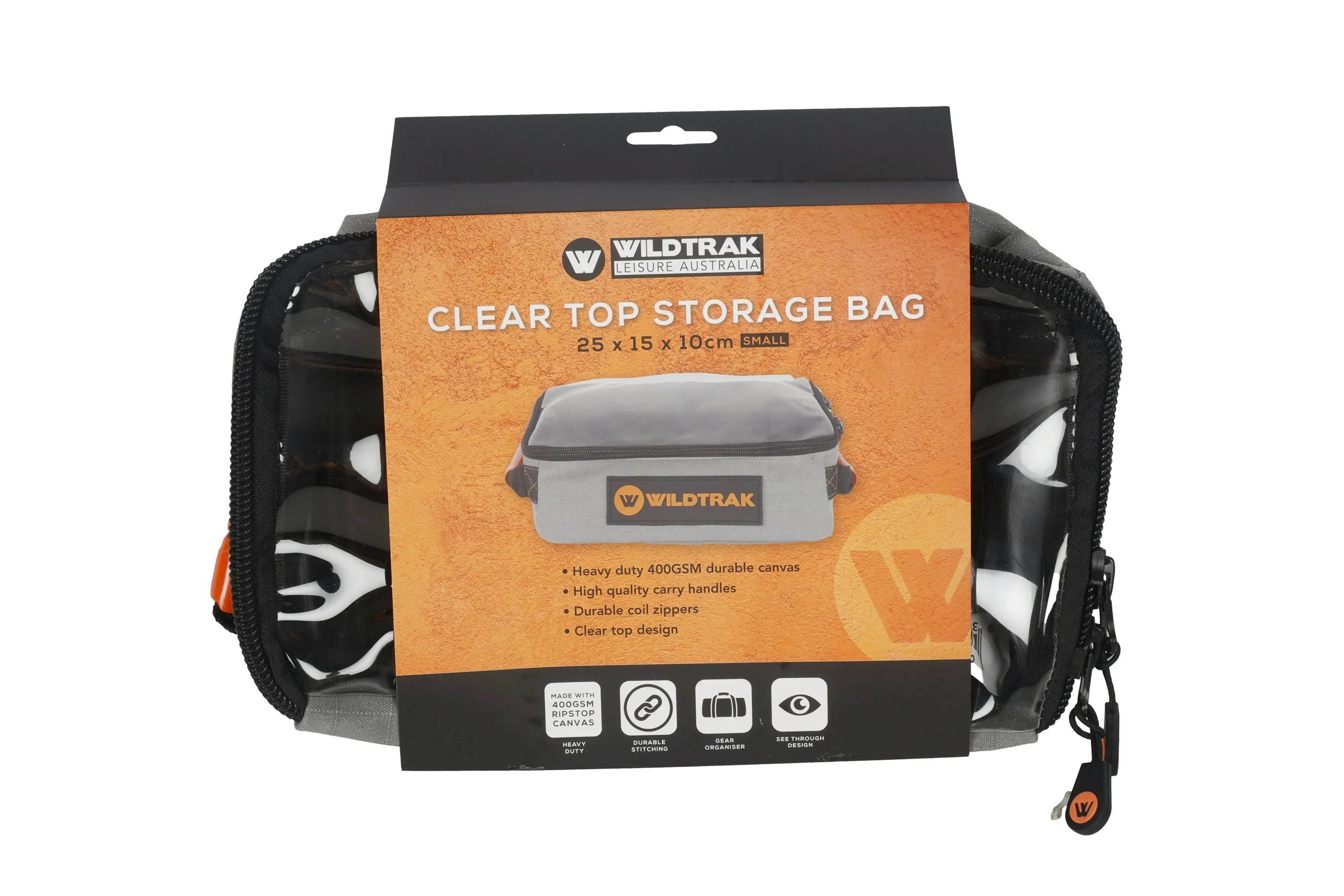 Wildtrak™ Small Clear Top Storage Bag for Camping and 4WD Off-Roading - Heavy-Duty 400GSM Ripstop Canvas