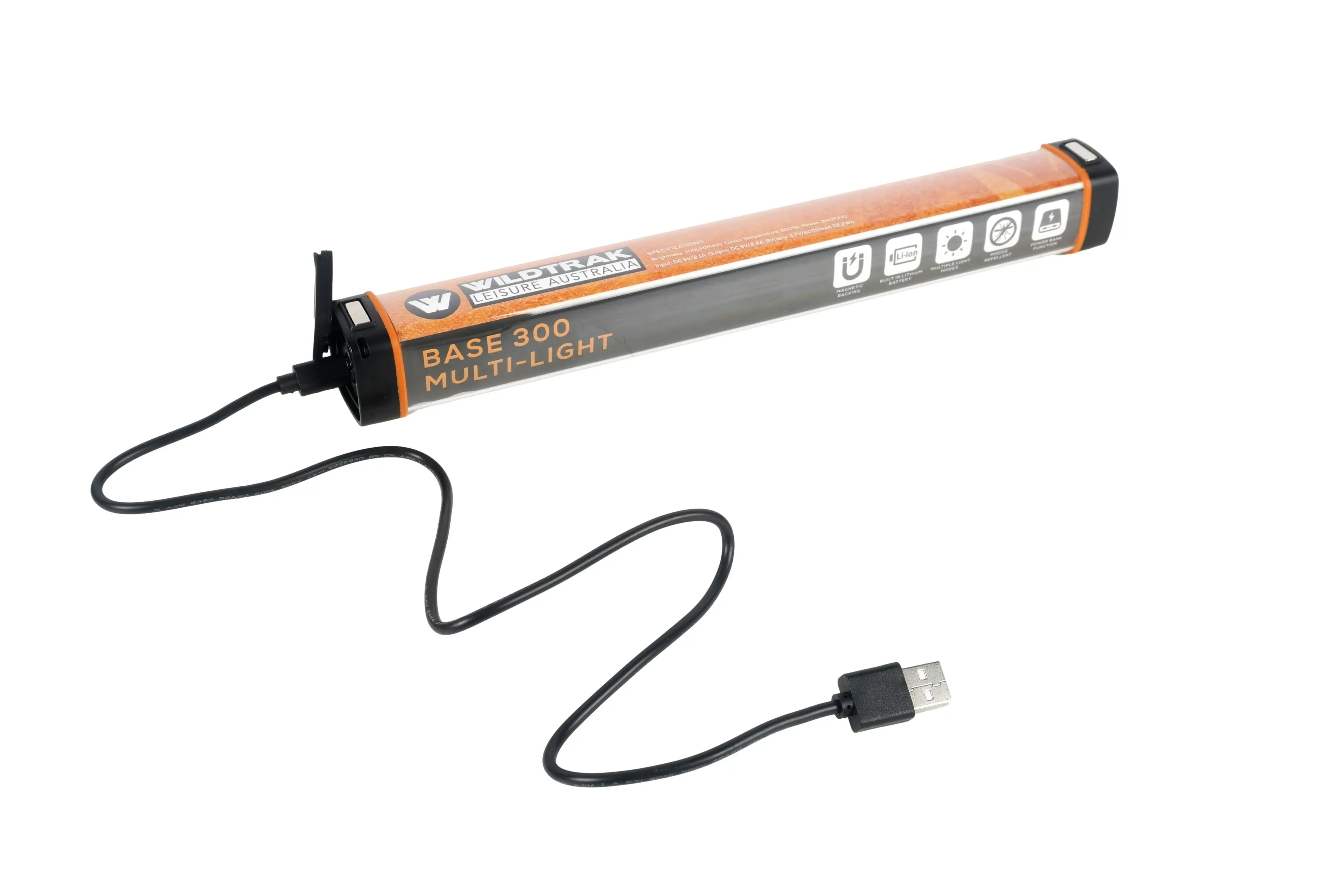 Wildtrak™ BASE 300 Rechargeable Camp Multi Light Plus Power Bank (IP65 Water Resistant, 6 Light Modes, USB-C, Magnet Mounting, Soft Case & More)