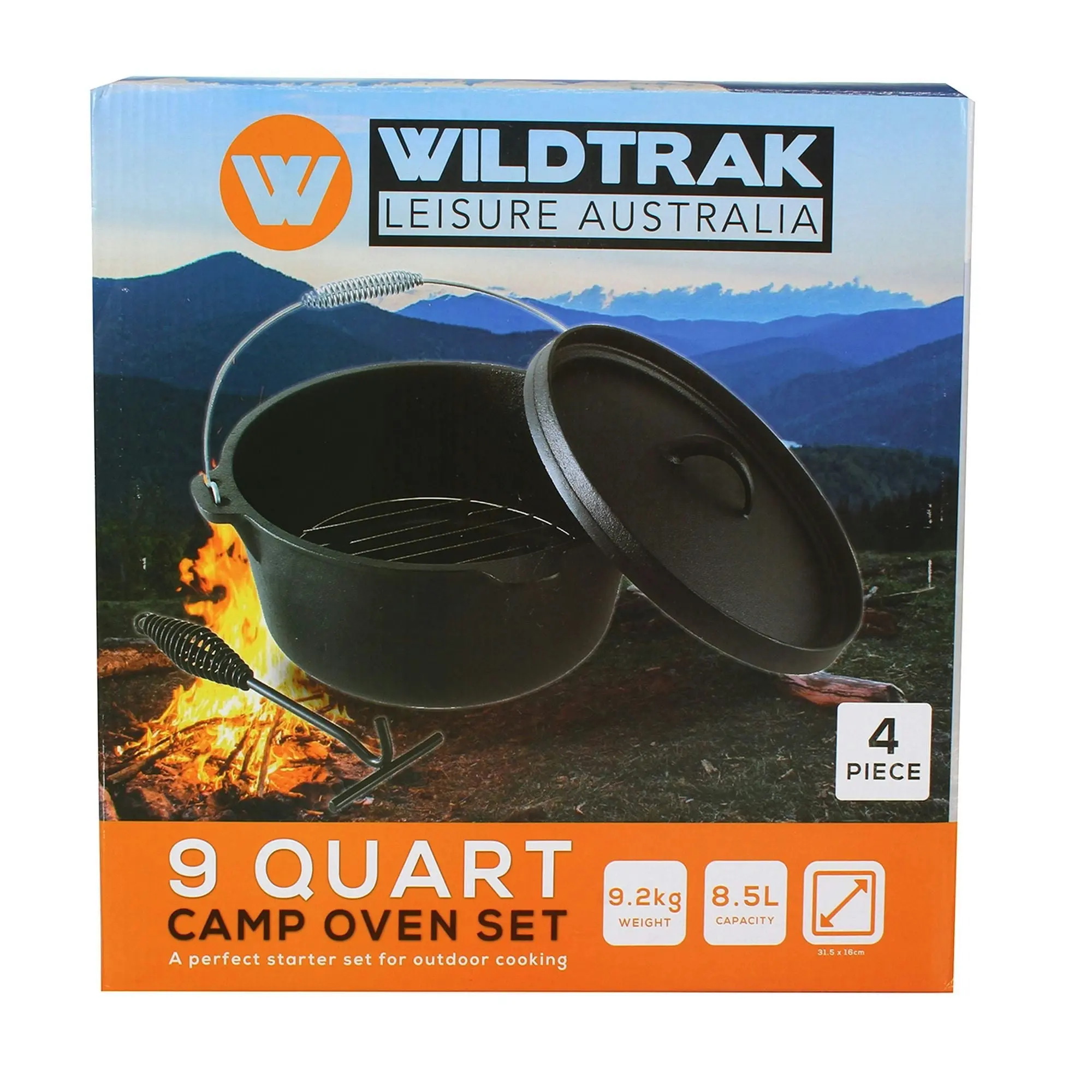 9 Quart 4 Piece Cast Iron Camp Oven Set