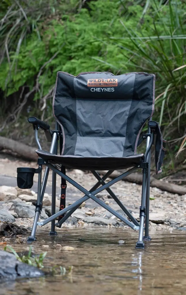 Cheynes Solid Arm Chair with Pocket & Self-Levelling Feet for Camping & Events (Folding Chair + Carry Bag)