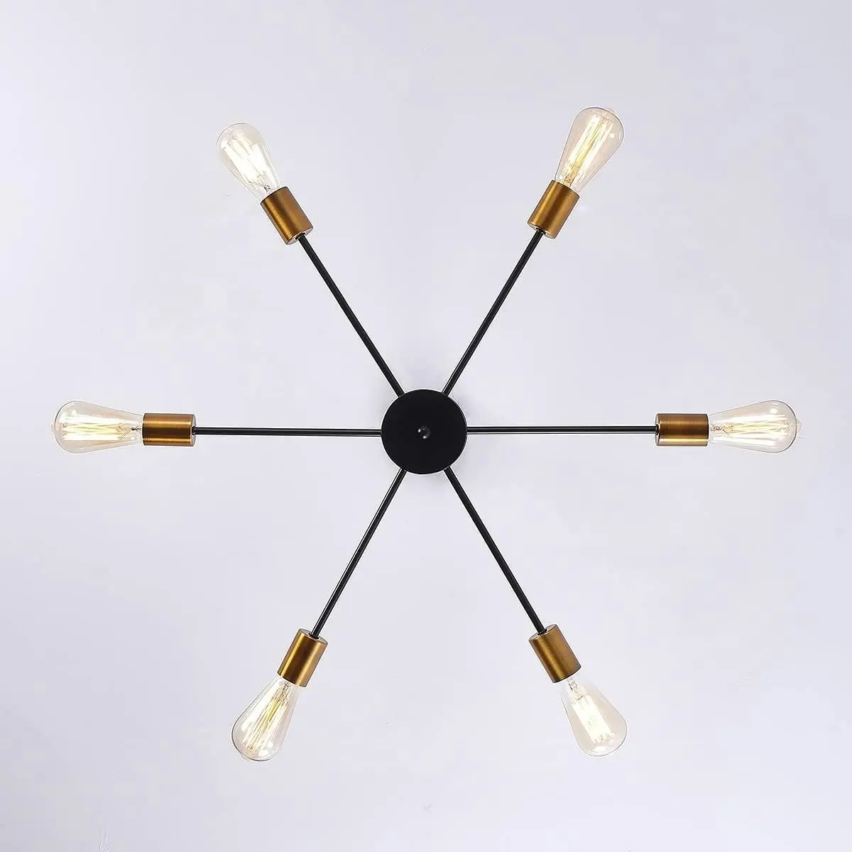 Modern Sputnik Chandelier Black Gold E27 Bulbs