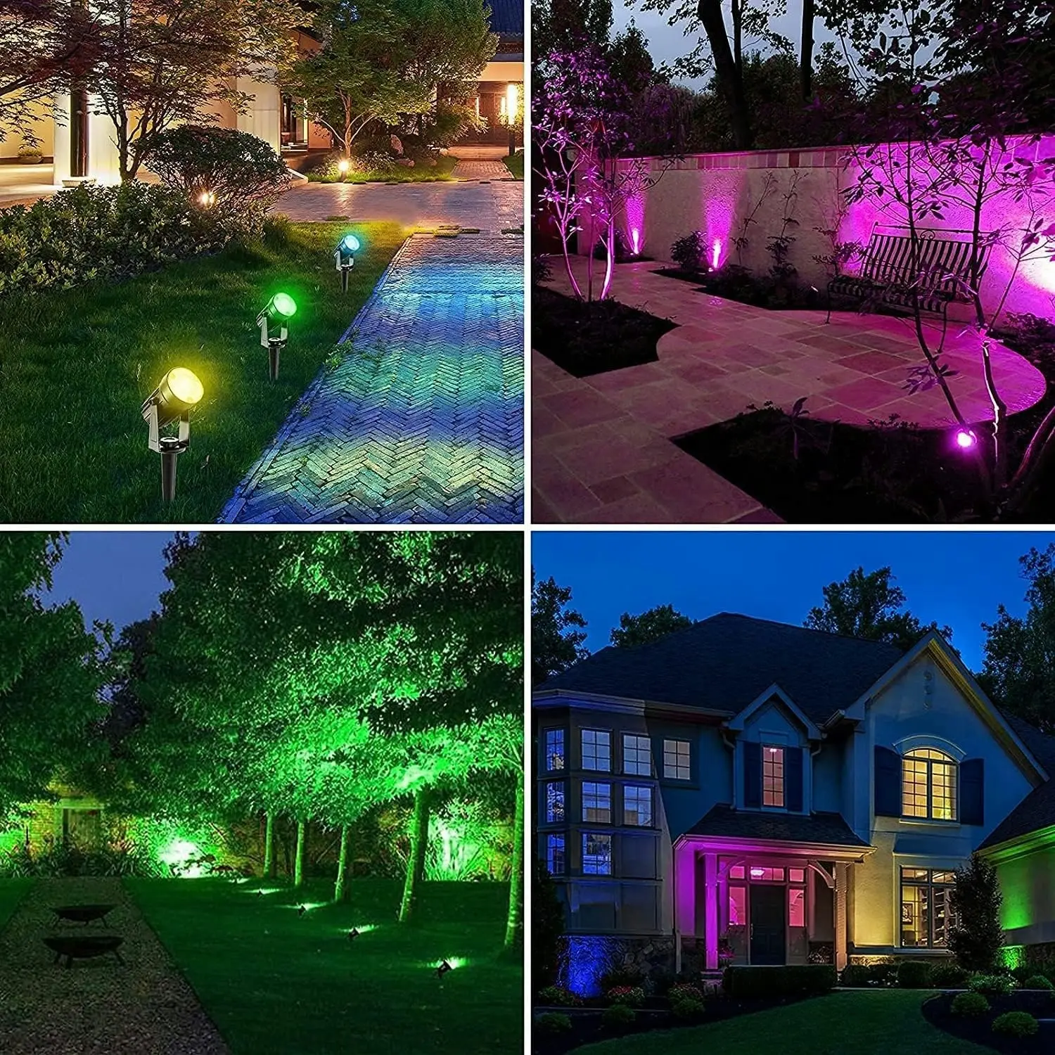 2-in-1 Solar Spotlight Colour Changing Landscape Lights, IP65 Waterproof Garden Spot Lights Security Wall Lighting Lawn Patio Yard