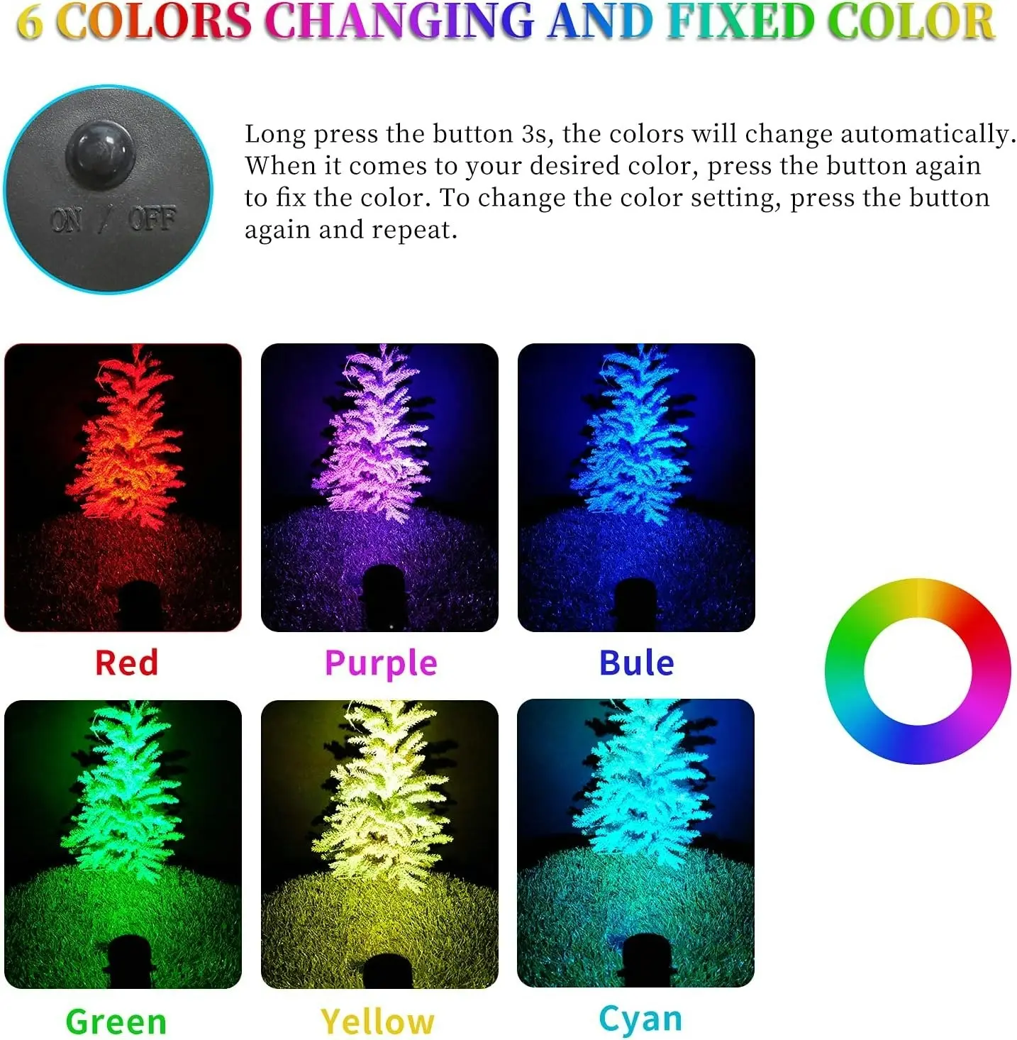 2-in-1 Solar Spotlight Colour Changing Landscape Lights, IP65 Waterproof Garden Spot Lights Security Wall Lighting Lawn Patio Yard