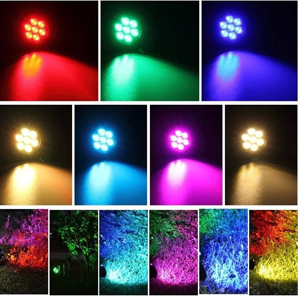 Solar Spotlights LED Color Changing Outdoor Security Lights Auto On/Off 2 Pack