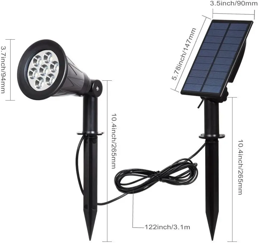 Solar Spotlights LED Color Changing Outdoor Security Lights Auto On/Off 2 Pack