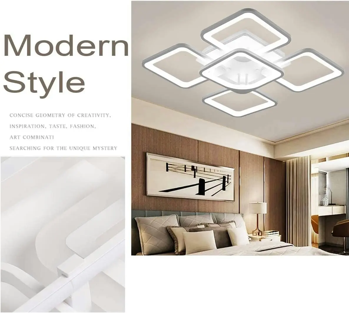 LED Modern Ceiling Light, Square Shape, 72W, Cool (White)