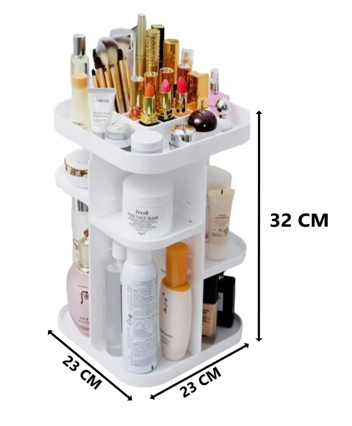 Carla Home 360 Rotating Large Capacity Makeup Organizer for Bedroom and Bathroom (White)