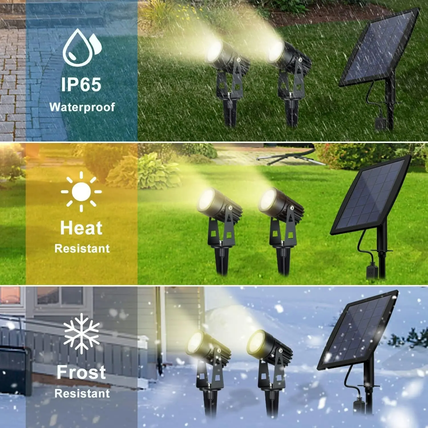 Solar Spot Lights Outdoor 2-in-1 LED Landscape Spotlights Solar Wall Lights Waterproof Landscaping Light Yard Garden Driveway Patio Lawn Auto On Off