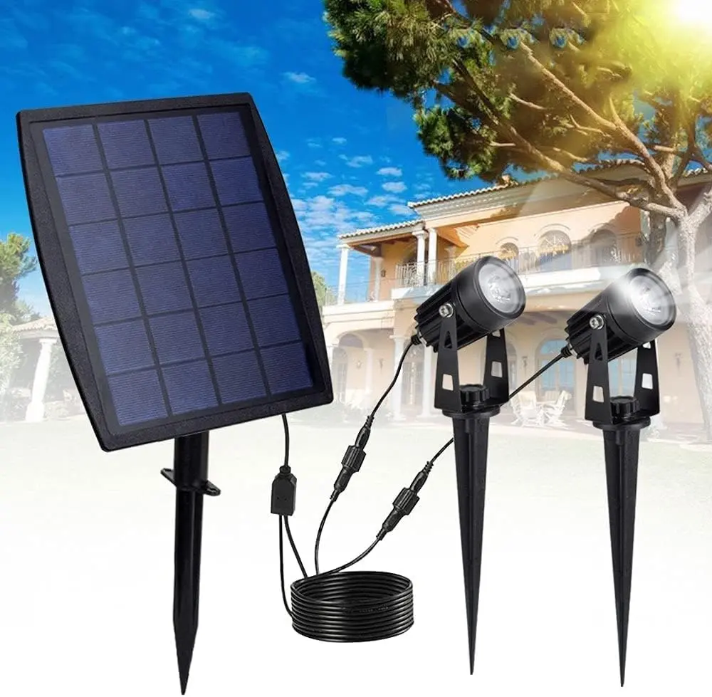 Solar Spot Lights Outdoor 2-in-1 LED Landscape Spotlights Solar Wall Lights Waterproof Landscaping Light Yard Garden Driveway Patio Lawn Auto On Off