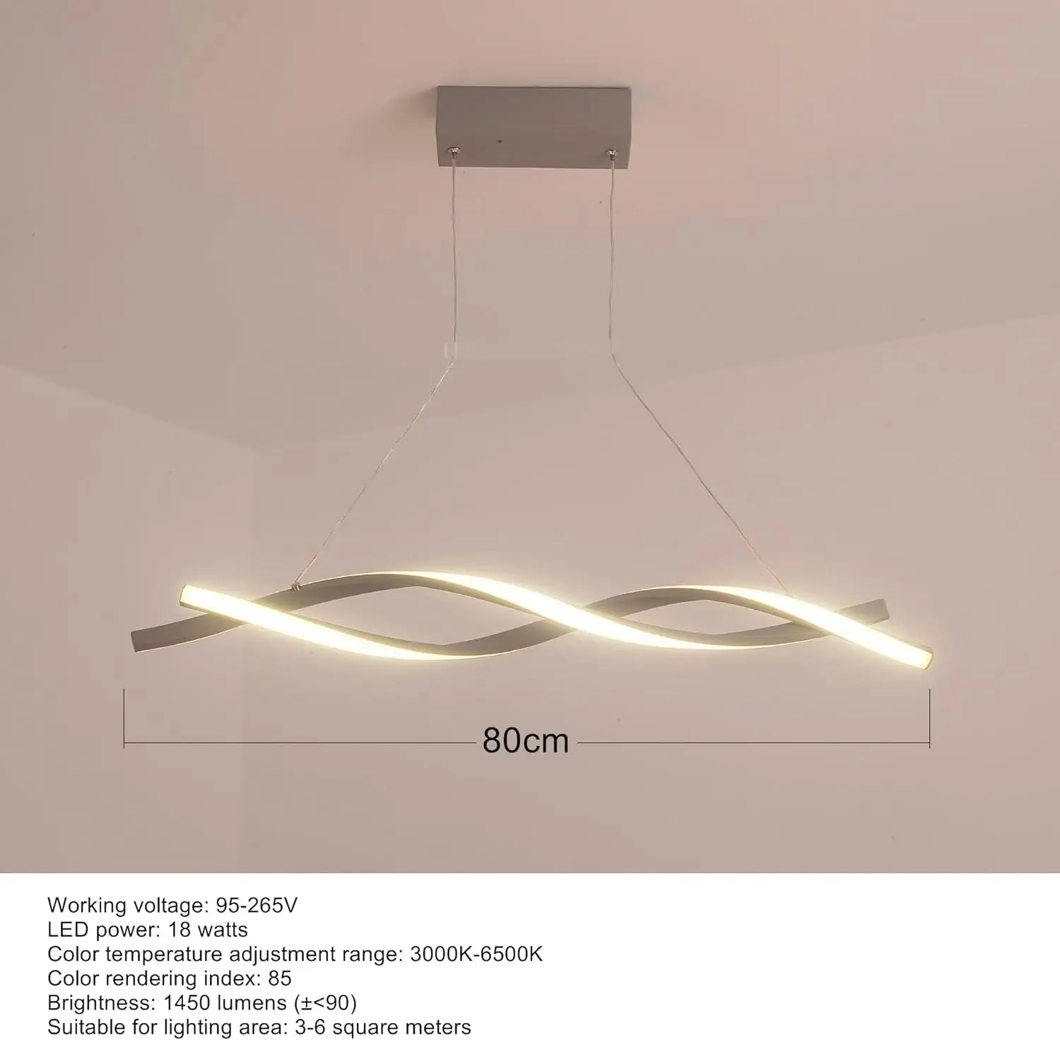 Modern LED Chandelier Lighting (Grey, L80cm)