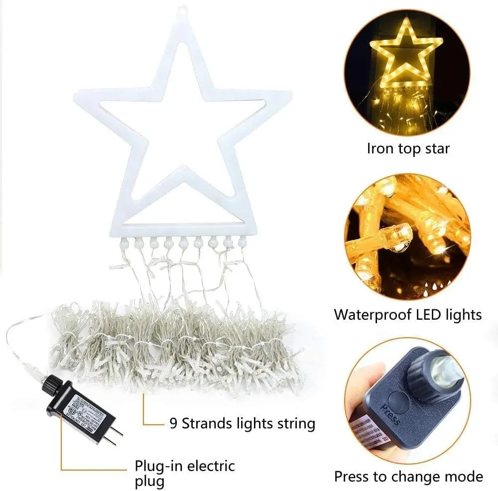 Christmas Decorations Outdoor Lights, 3,5m 317 LED Star Tree, 8 Modes Timer Lights for Yard Wedding Party (Warm White)