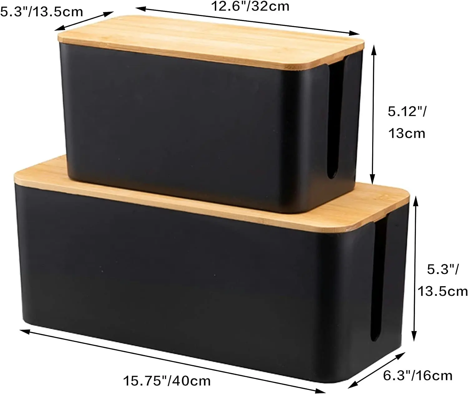 Set of 2 Cable Management Box to Hide TV Computer Wires, Organize Desk Cords, USB Hub Power Strips