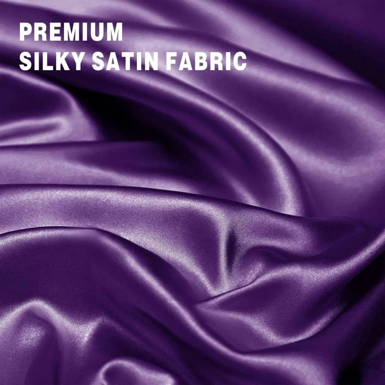 Soft Silky Satin Sheet Set 4pc 2000TC Queen, Deep Pocket Flat Fitted Bed Sheets Purple