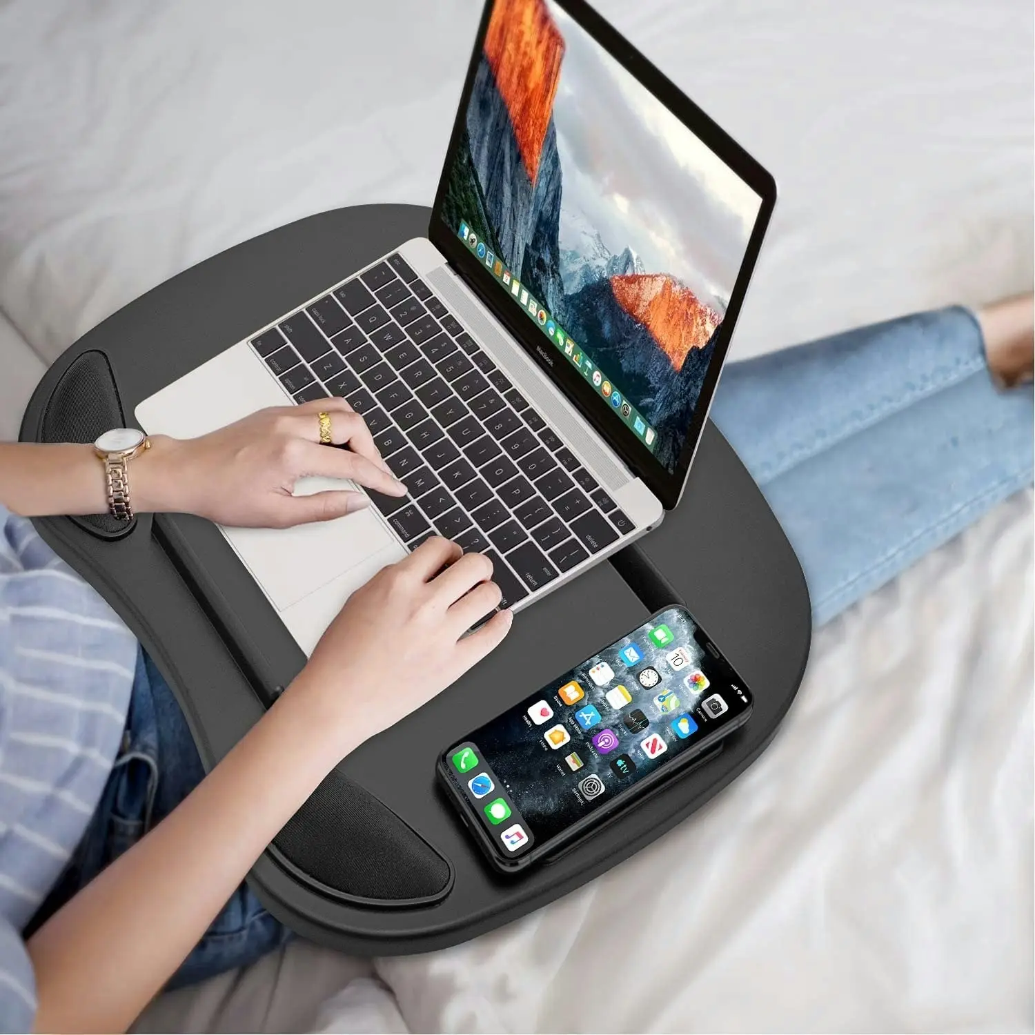 Lap Desk with Cushion Home Office Lap Stand Bed Tablet Tray Notebook Fits 36 cm