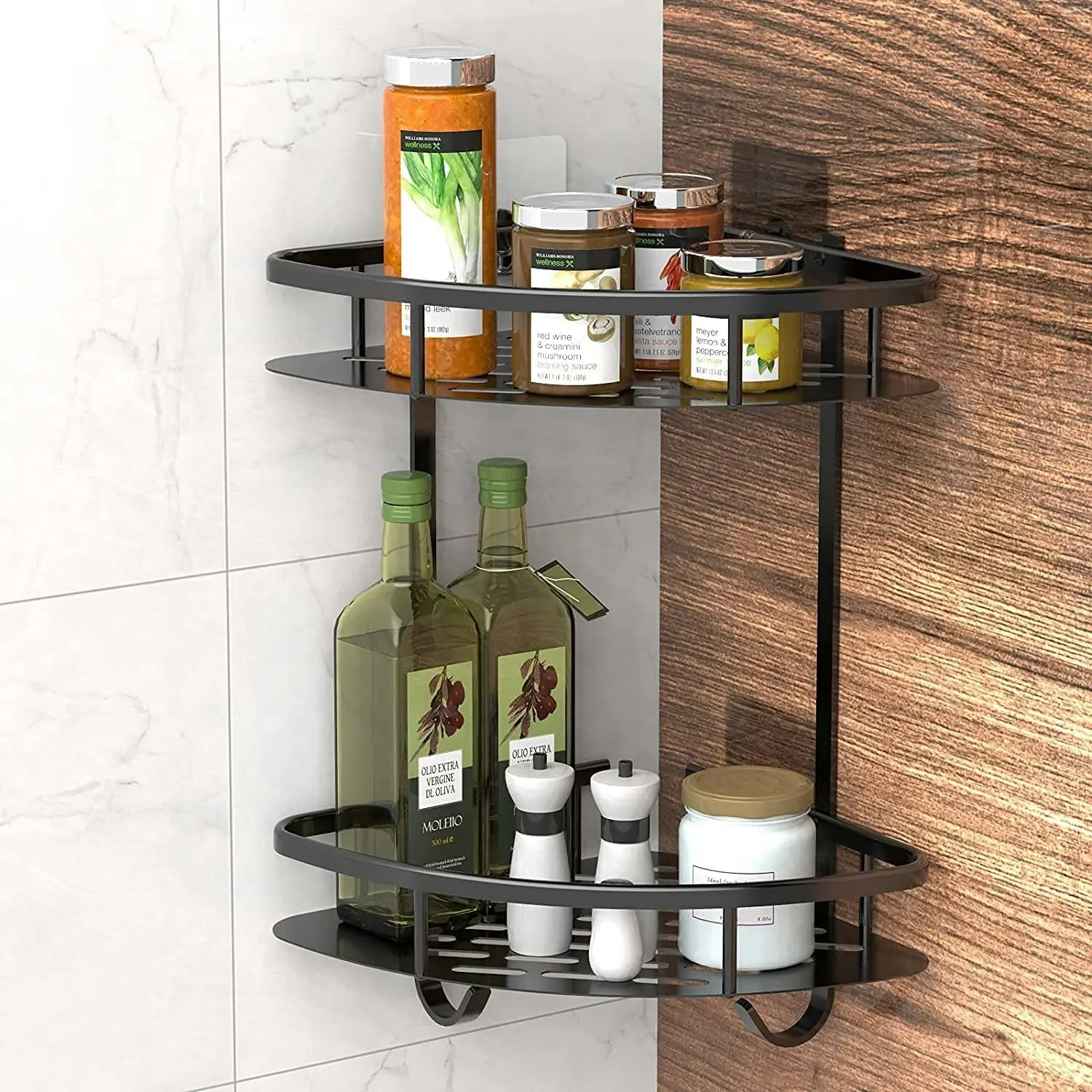 2 Pack Aluminum Adhesive Shower Caddy Corner Shelf Storage Rack for Bathroom