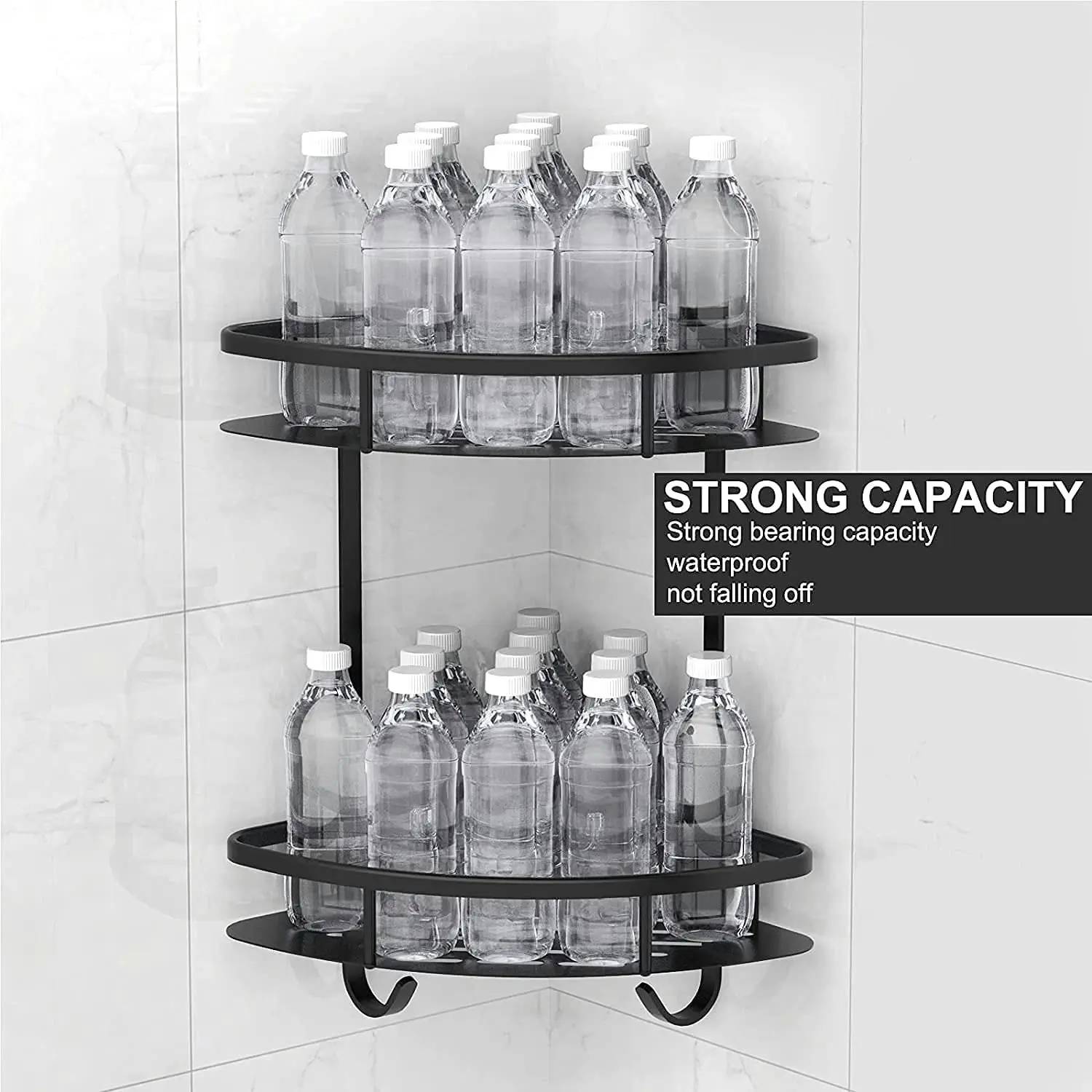 2 Pack Aluminum Adhesive Shower Caddy Corner Shelf Storage Rack for Bathroom