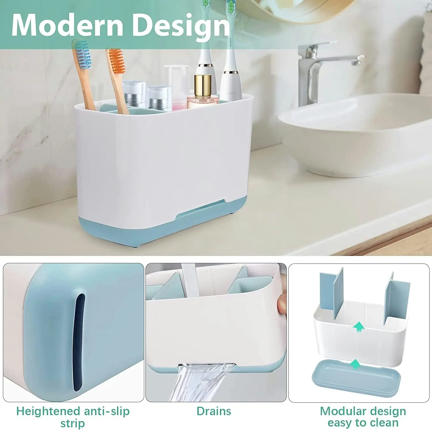 Toothbrush Holder Bathroom Organizer Set Electric Toothpaste Drainage Hole Kids