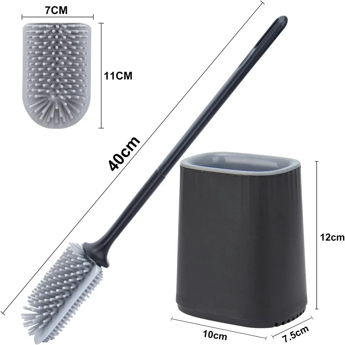 Toilet Brush Holder Set Silicone Toilet Bowl Cleaner Brush Wall Mounted