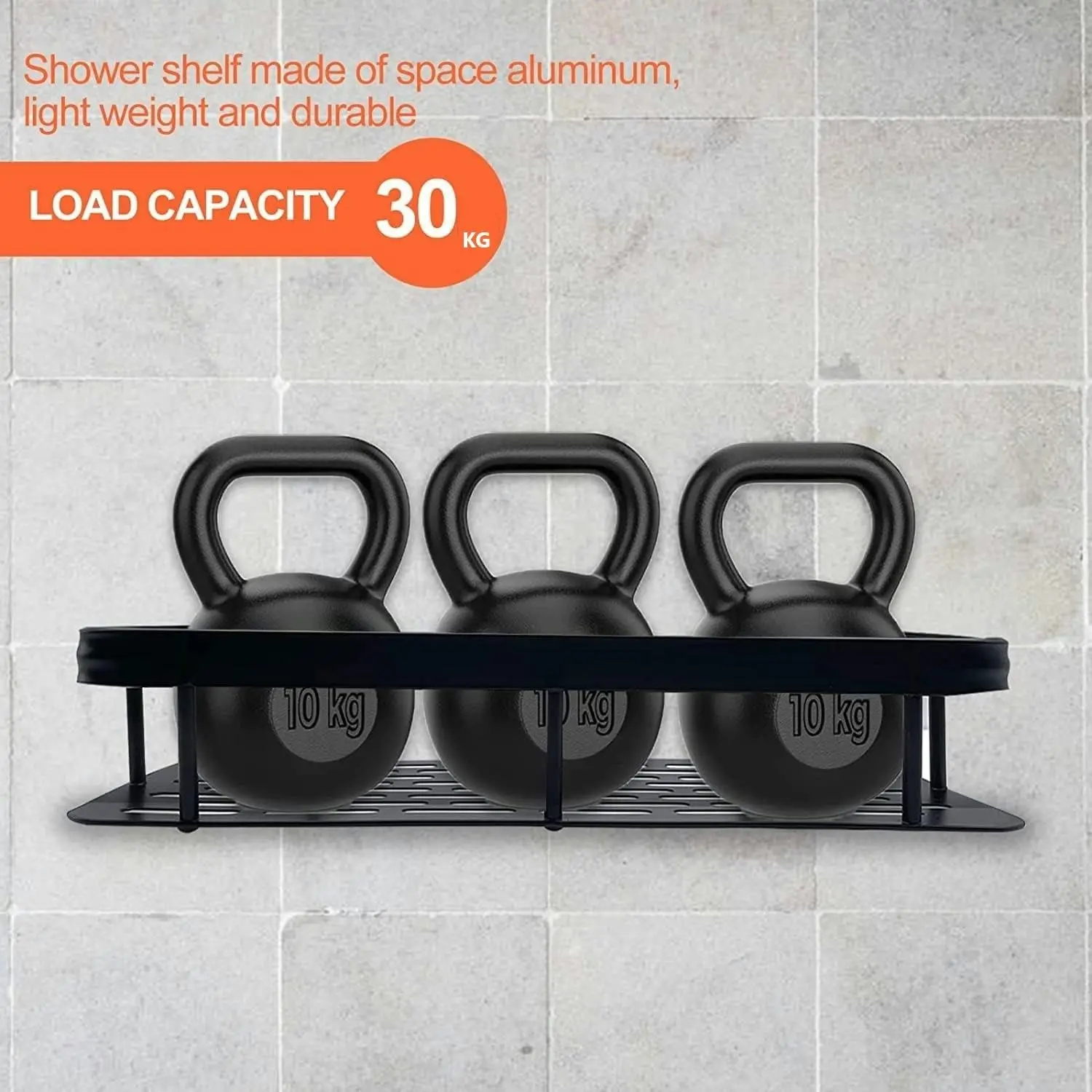 2 Pack Shower Caddy Bathroom Organizer 4 Hooks Space Aluminum Rustproof Waterproof Easy Mount