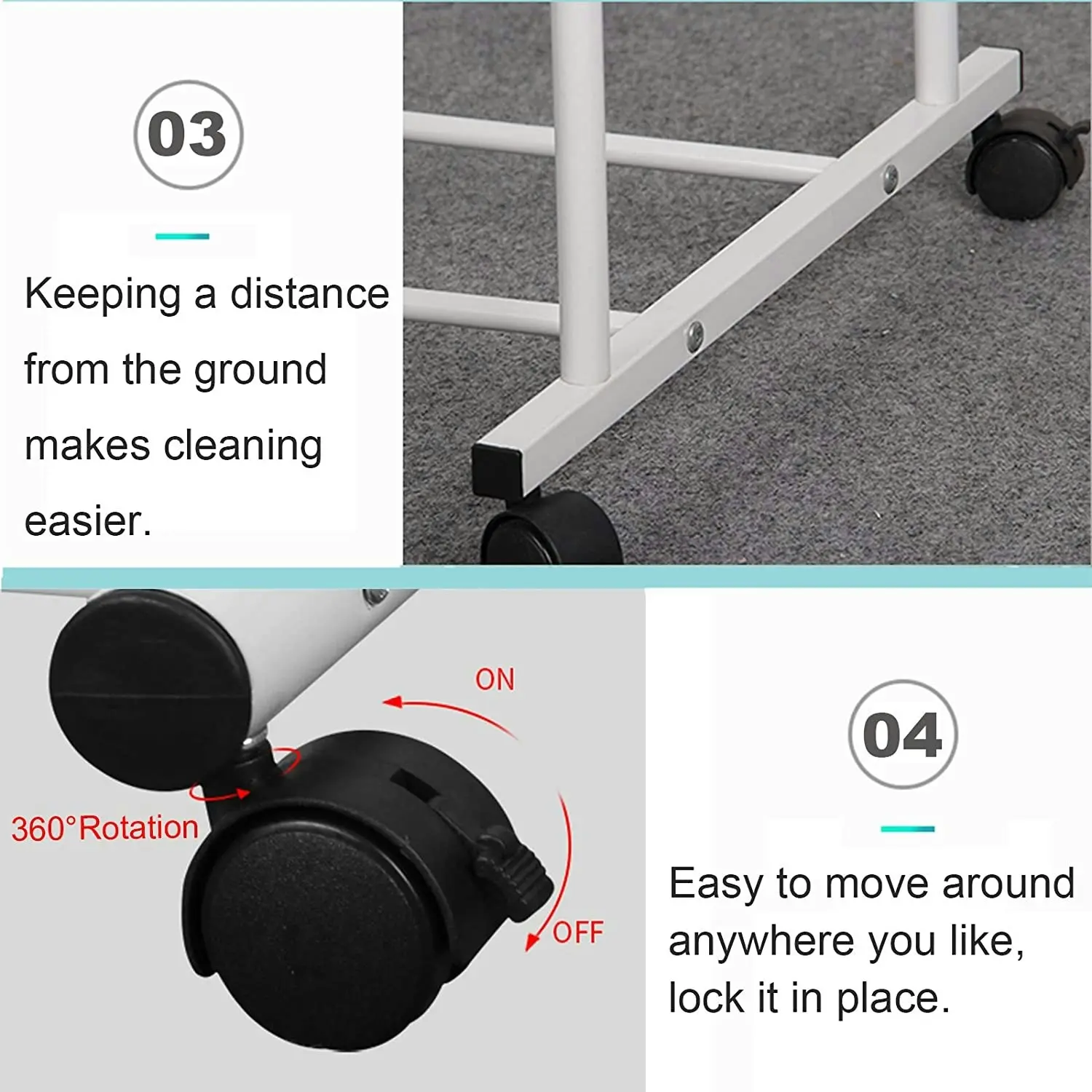 Clothing Rack with Wheels (White)