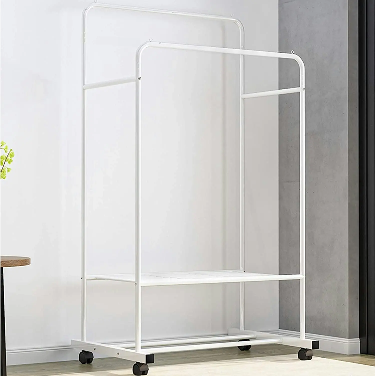 Clothing Rack with Wheels (White)