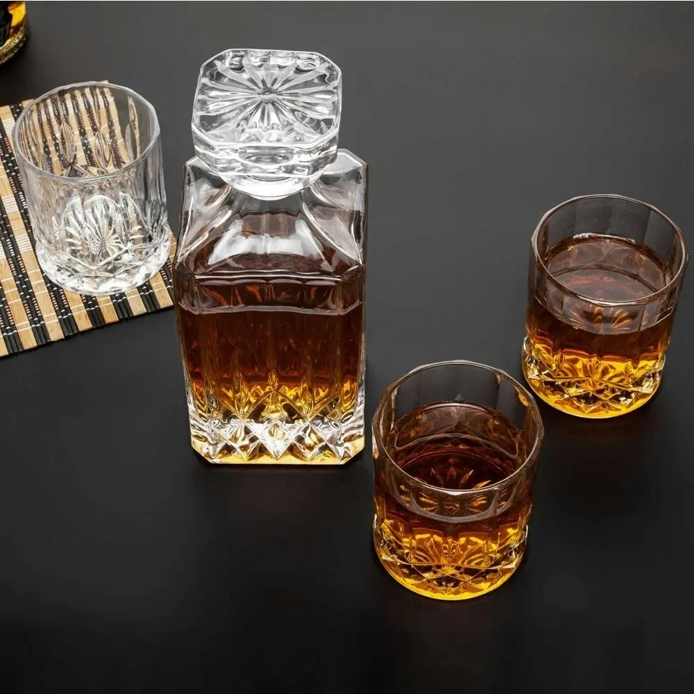 Premium Whiskey Decanter set with 6 glasses, 7 piece set