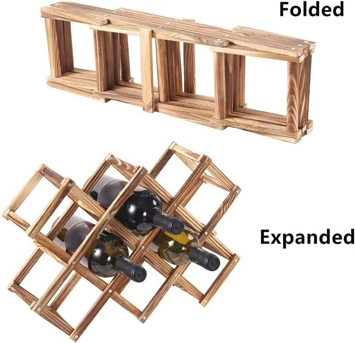 Wood Wine Rack Holder Storage for 10 bottles (Brown)