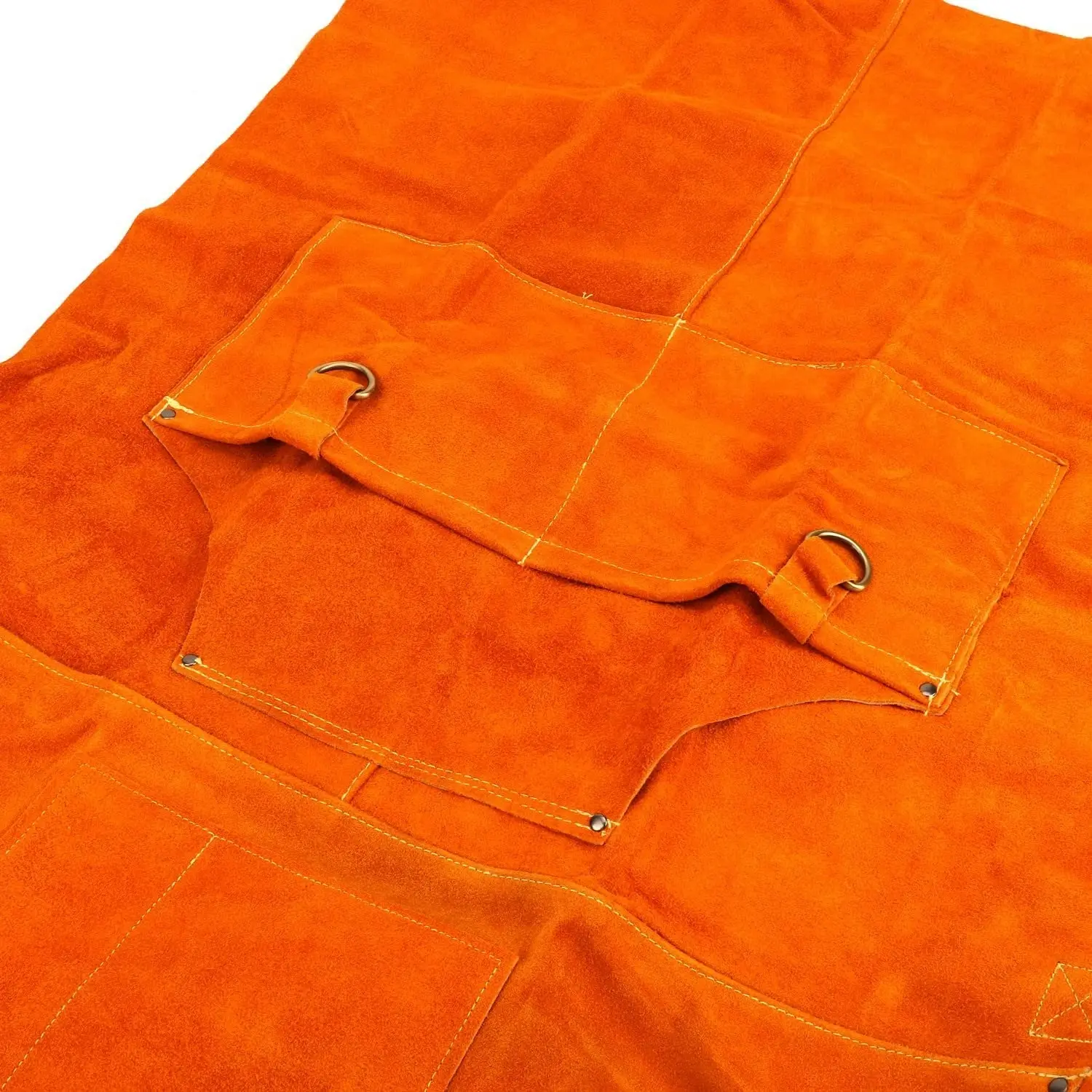 Leather Welding Apron Multiple Pockets Heatproof Flame Retardant Work Shop