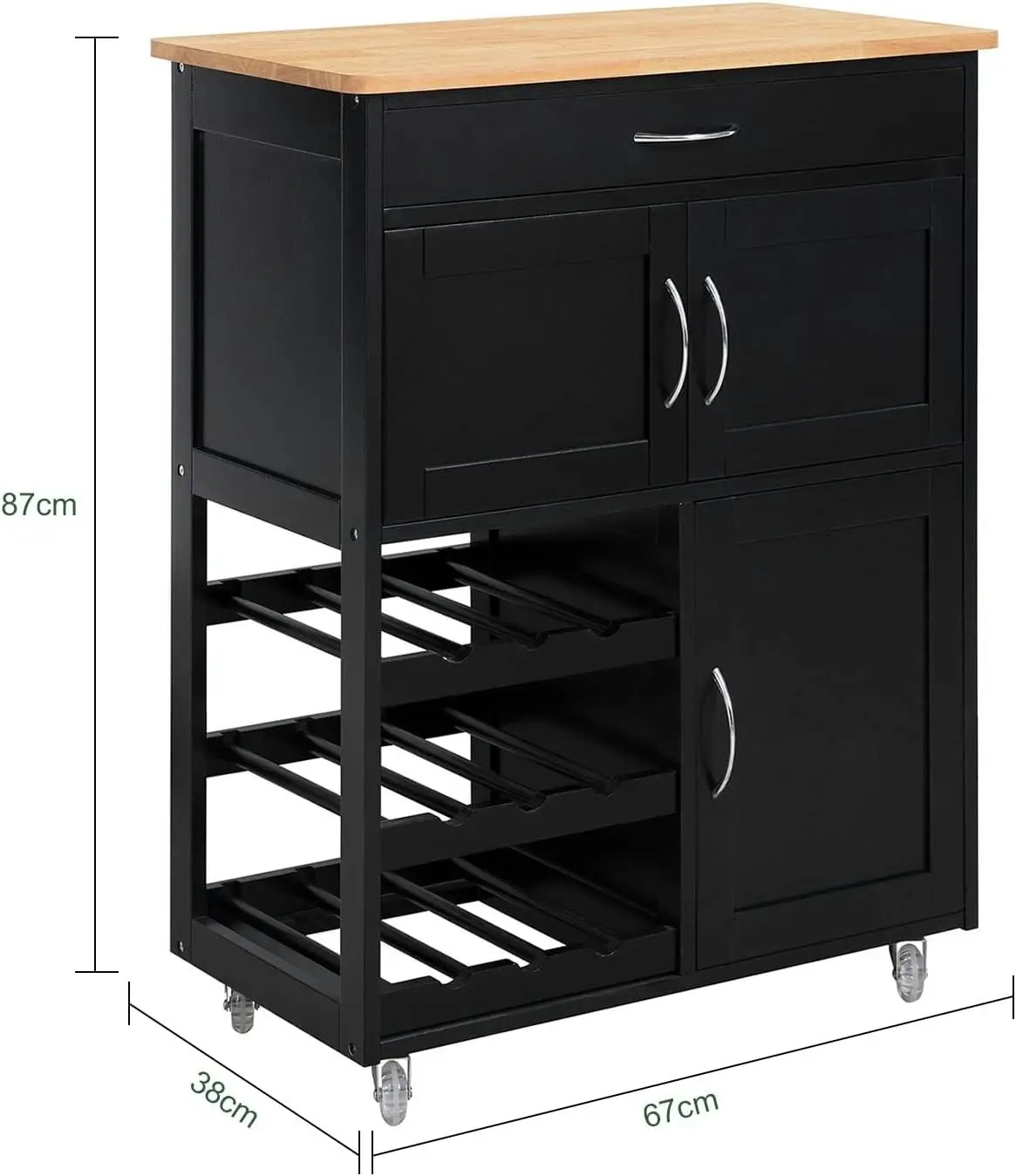 Kitchen Trolley Bottle Rack Drawer Cabinet