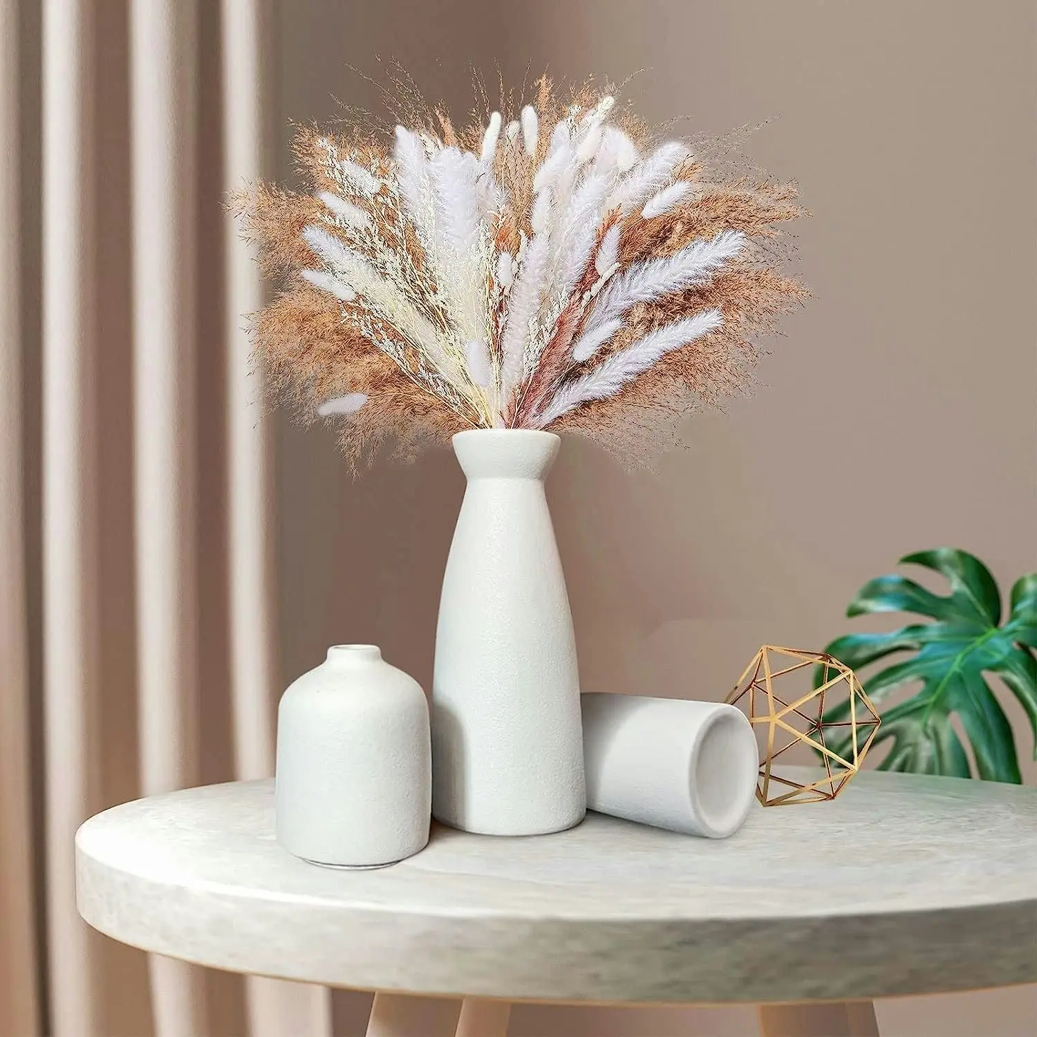 Ceramic Set of 3 Modern White Vases for Home DÃƒÂ©cor