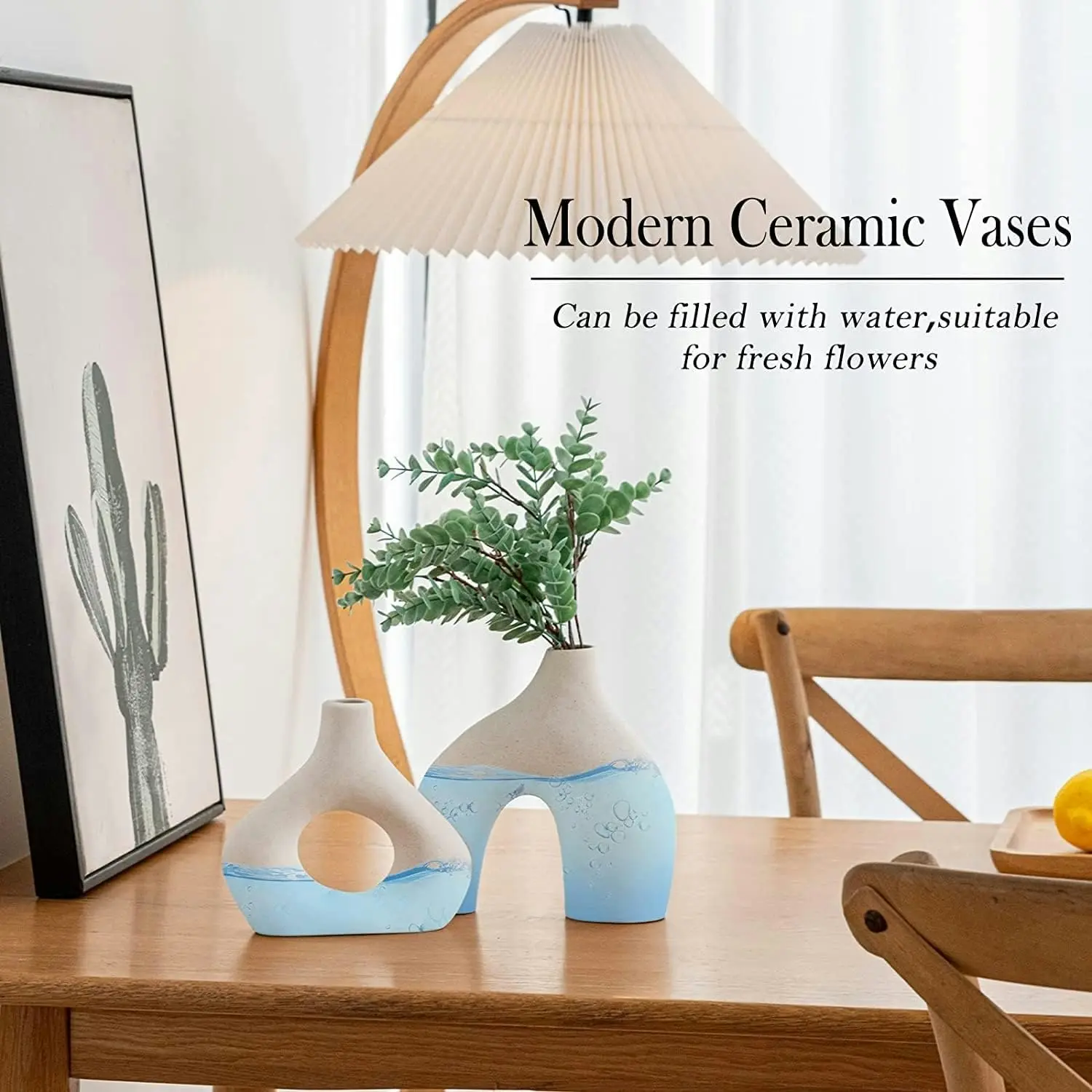 Ceramic Set of 2 Modern White Vases for Home DÃƒÂ©cor