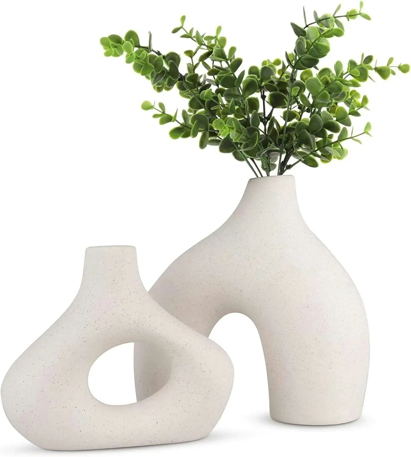 Ceramic Set of 2 Modern White Vases for Home DÃƒÂ©cor