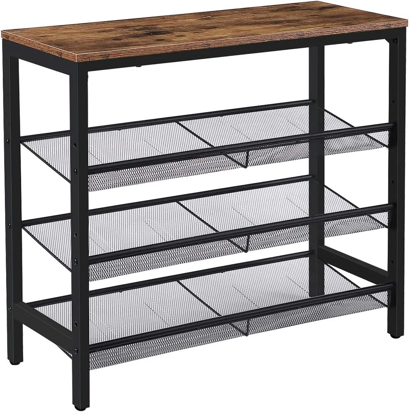 4-Tier Shoe Rack, Industrial Shoe Organizer Storage Bench