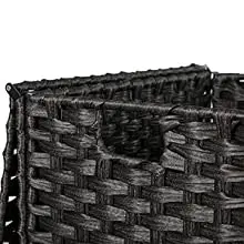 110L Waterproof Synthetic Rattan Foldable Divided Laundry Hamper (Brown)