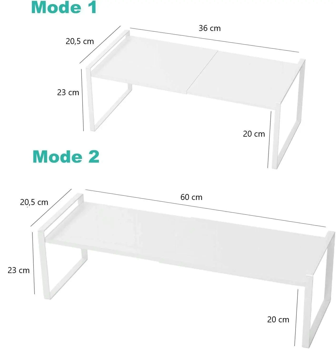 Expandable Cabinet Shelf Organizers, 23 cm (White)