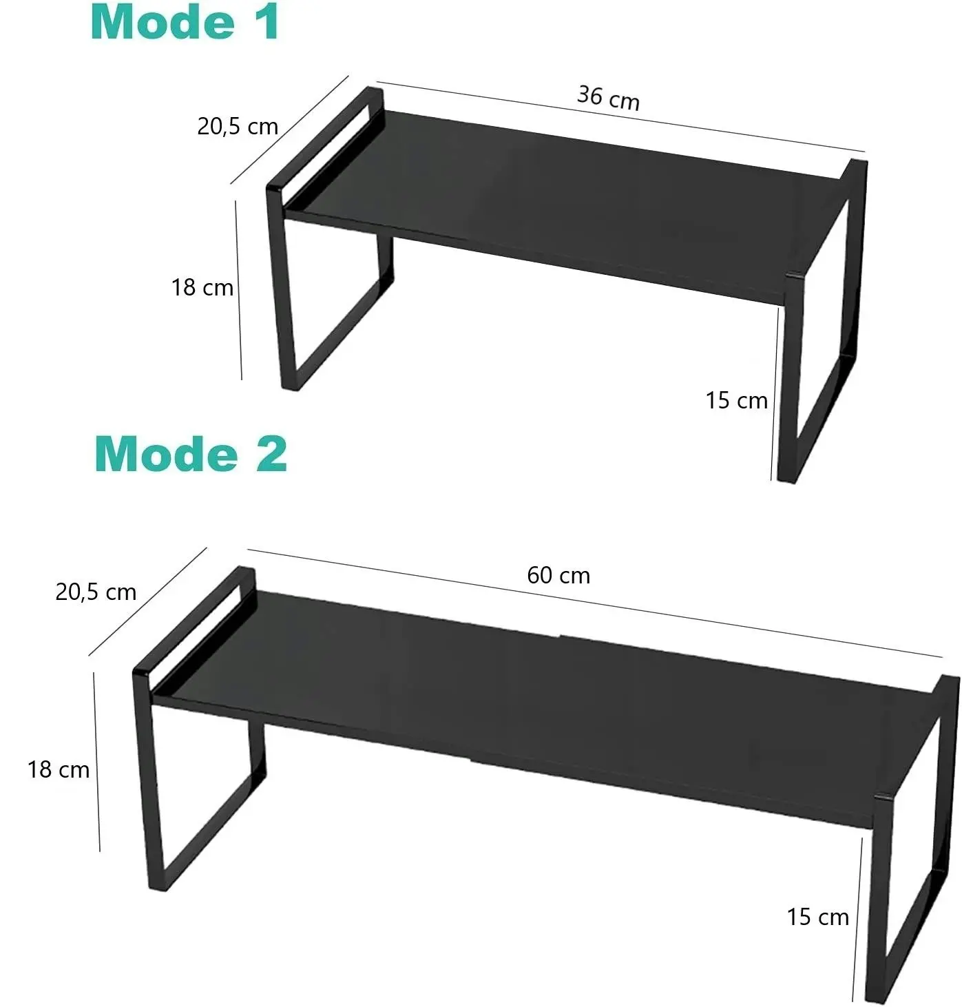 Expandable Cabinet Shelf Organizers, 18 cm (Black)