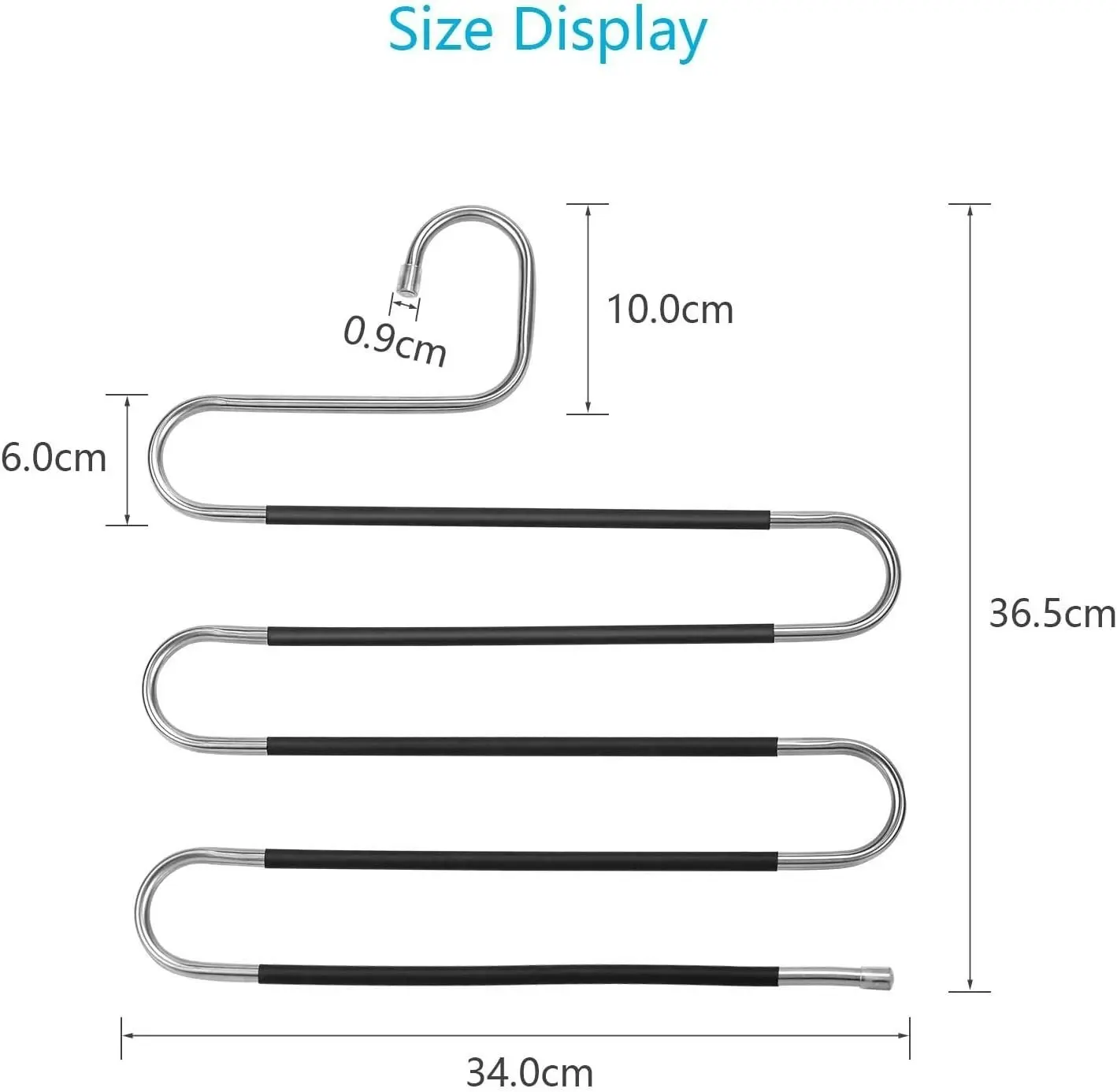 3-Pack Pants Hangers S Shaped Non Slip Space Saving Trouser Hangers Metal Multilayer Closet Storage