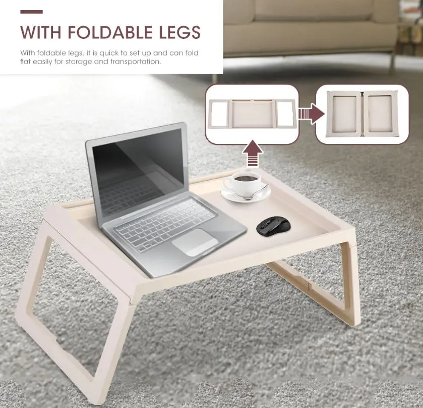 Carla Home Multifunction Laptop Bed Desk with foldable legs for Home Office (White)