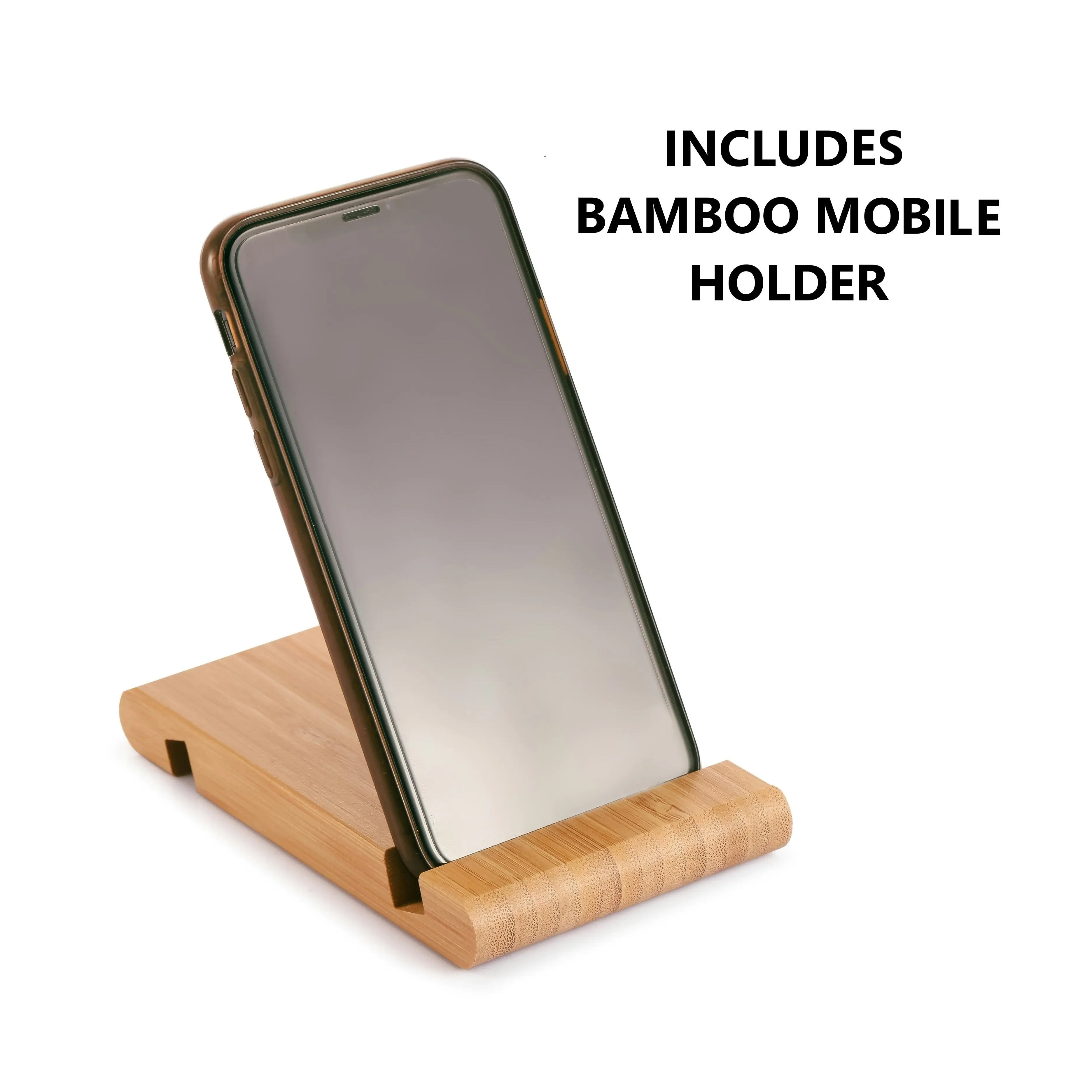 Carla Home 3 Pieces Bamboo Cutting Board with Juice Groove and Mobile Holder included for Home Kitchen