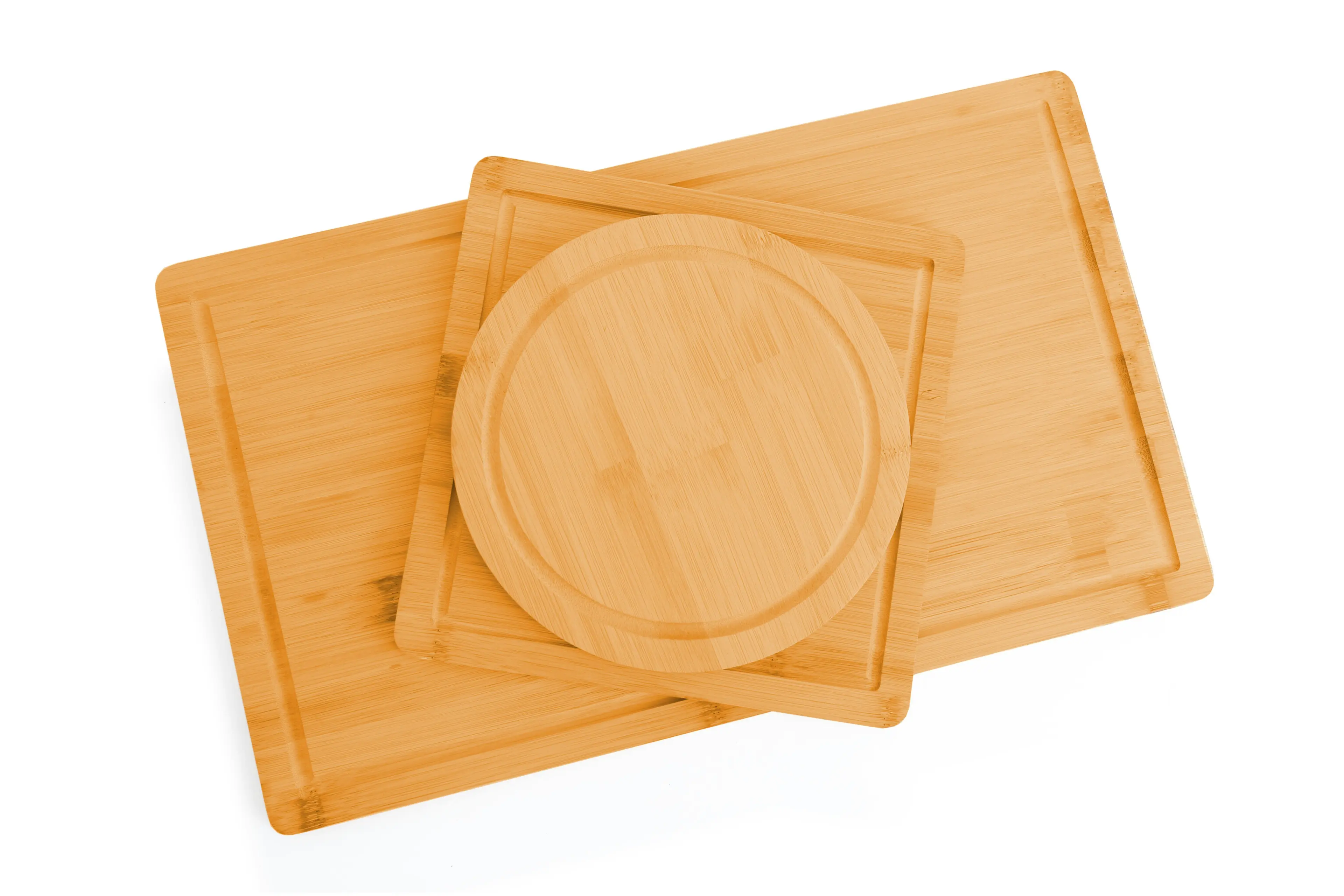 Carla Home 3 Pieces Bamboo Cutting Board with Juice Groove and Mobile Holder included for Home Kitchen