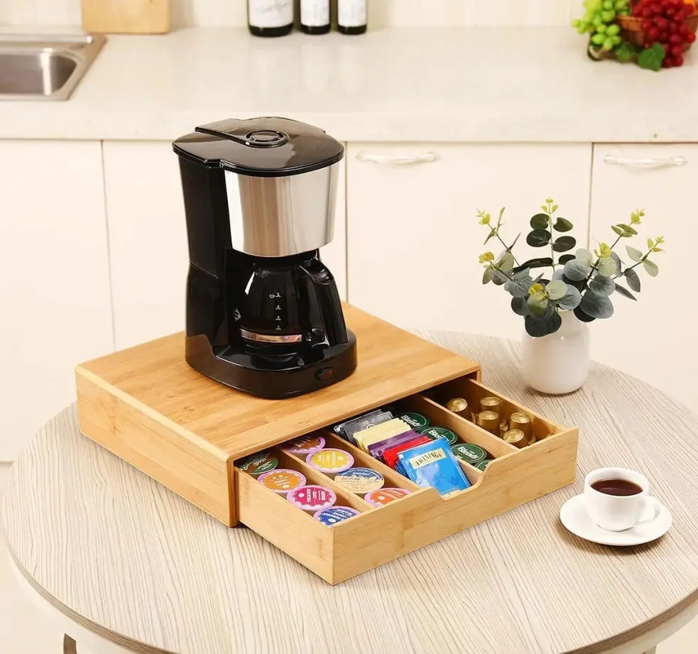 Carla Home Bamboo K-Cup Coffee Pod Holder Storage Organizer  for Kitchen, Jewelry and Cosmetic