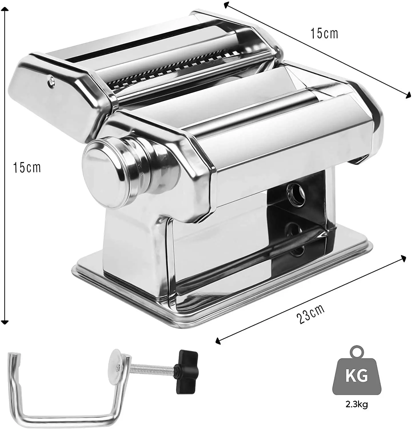 VIKUS Pasta Maker Ã¢â‚¬â€œ Manual Steel Machine with 8 Adjustable Thickness Settings