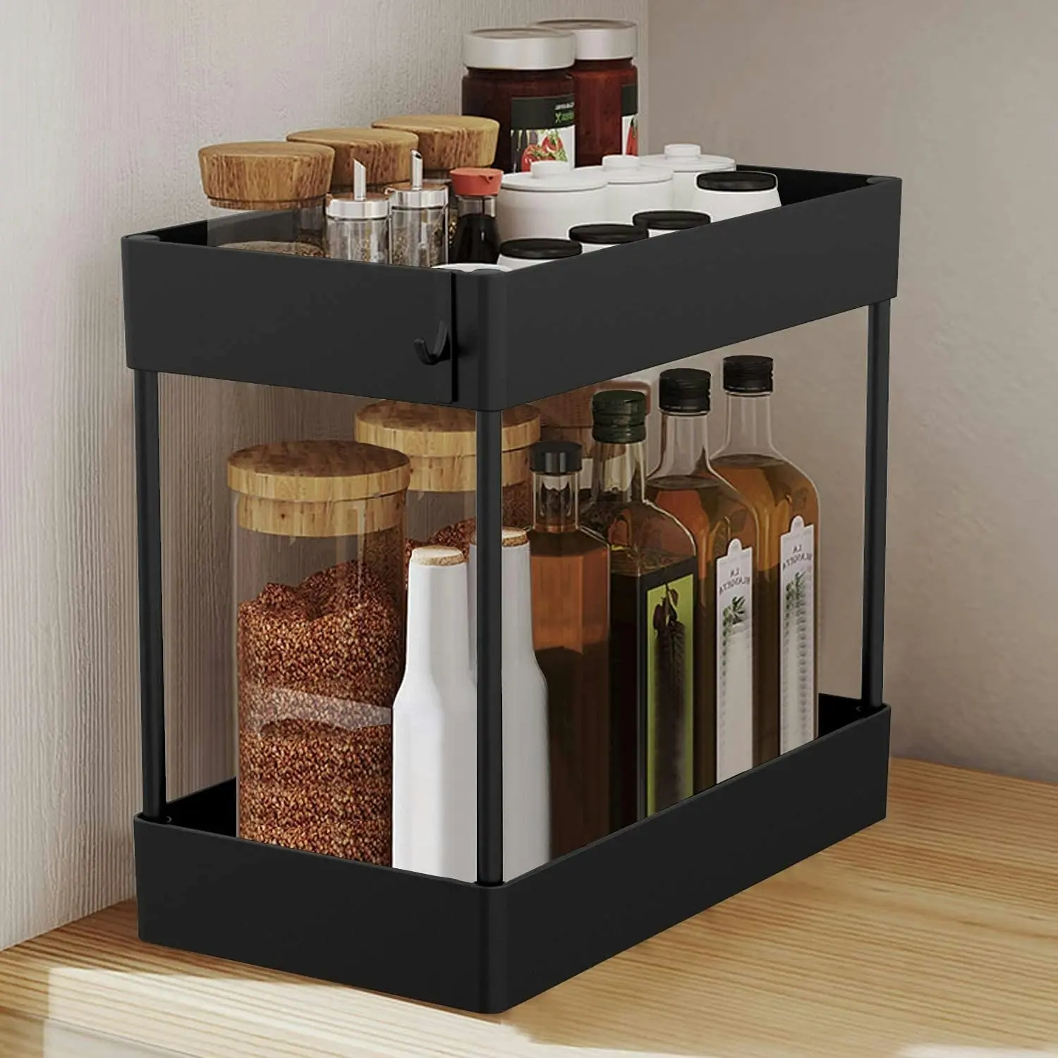 2 Tier Multi-Purpose Under Sink Organizer Shelf Storage Rack for Bathroom and Kitchen